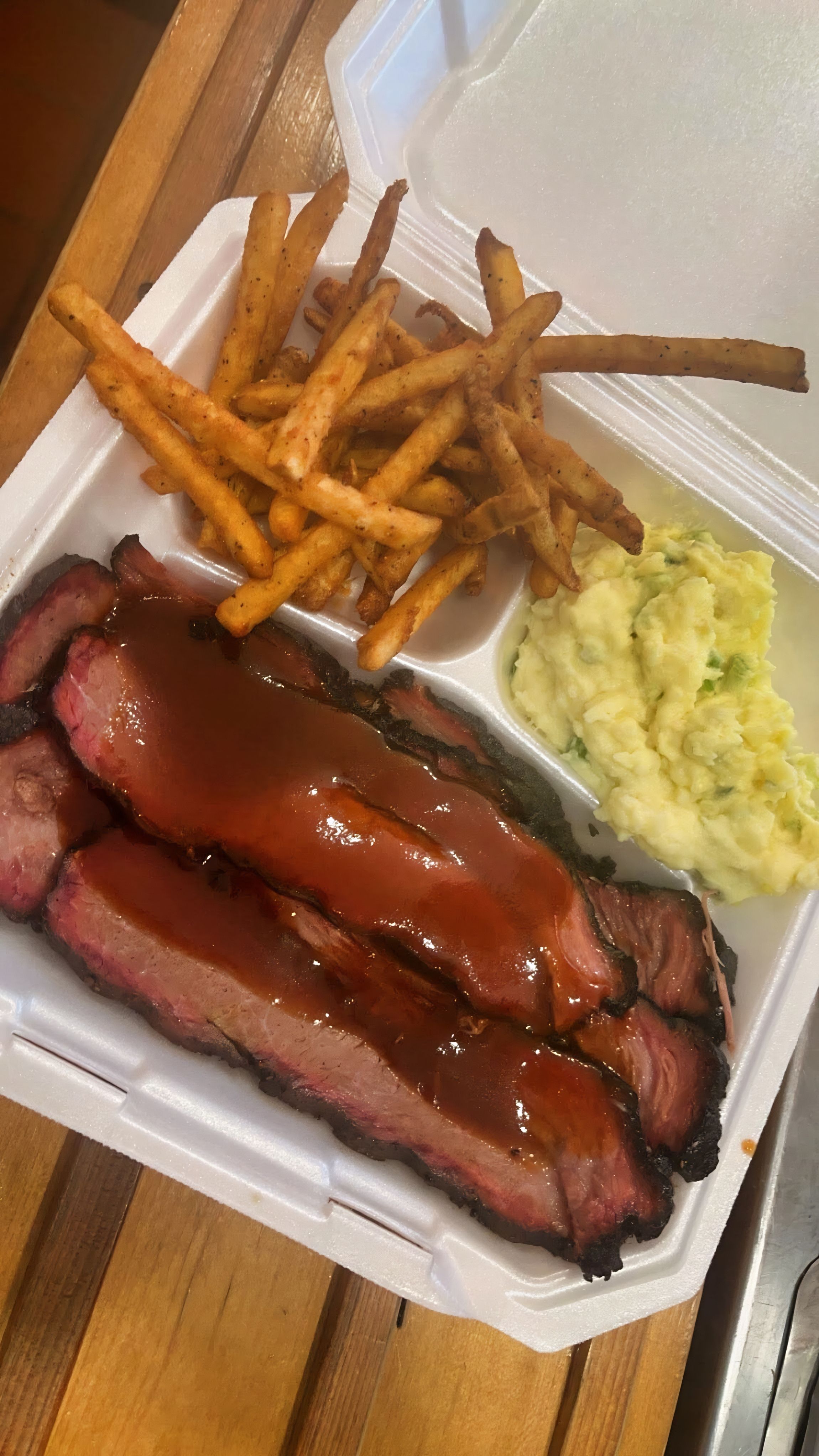 Firehawk Smokehouse pit-smoked brisket plate — Wichita Falls BBQ